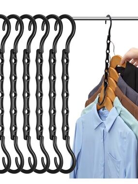 Multi-Layer Black Space-Saving Closet Hangers - 6 Pack